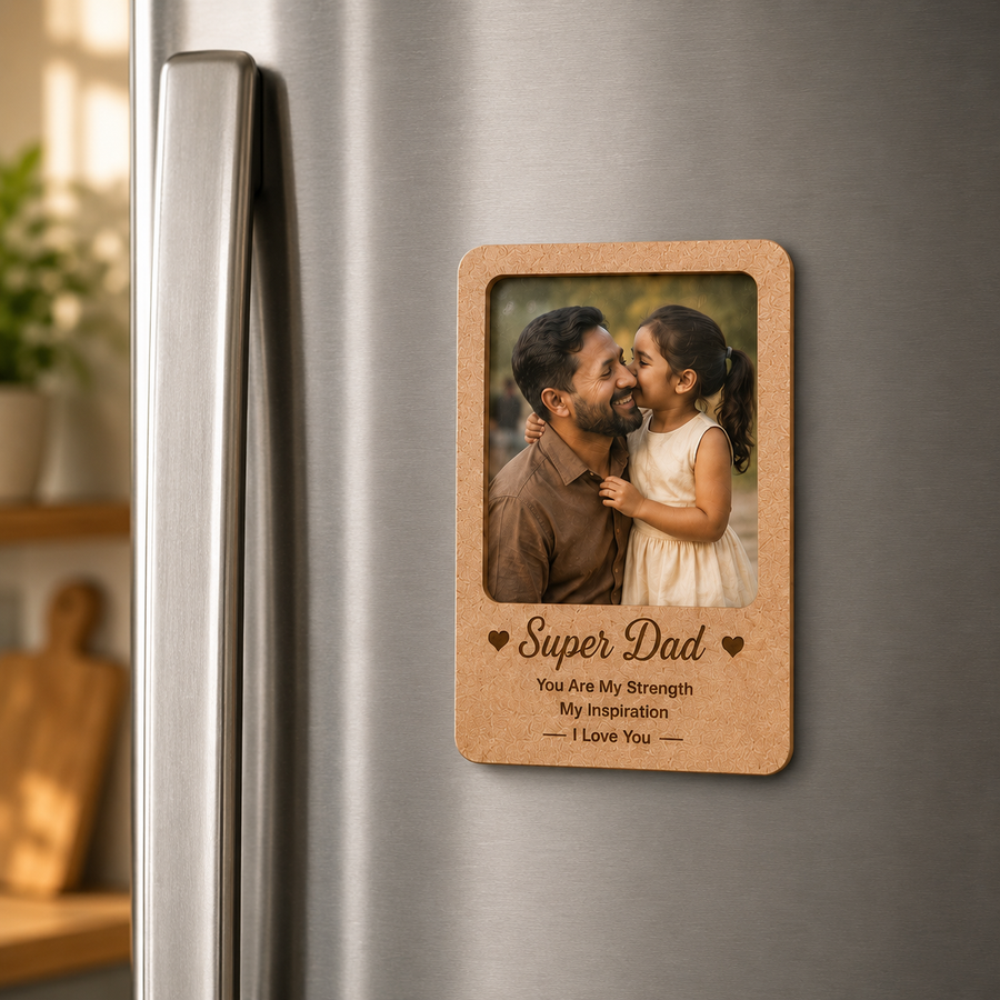 Personalized Photo Fridge Magnet – Custom MDF Gift for Father & Son/Daughter card 1