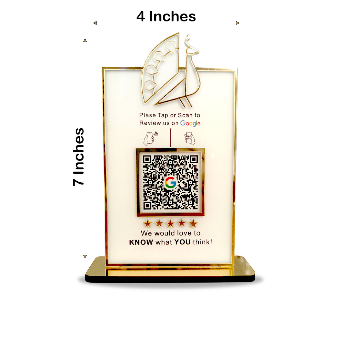 Peacock Cutout Shape -Premium Smart NFC 1 QR Table Top Standee
