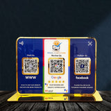 Premium Smart NFC 3QR Table Top Standee | Social Media Theme Edition - For- WS, GR, FB