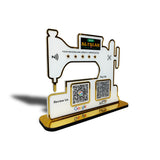 Sewing Machine Shaped - Smart NFC 2QR Table Top  Standee - White Colour