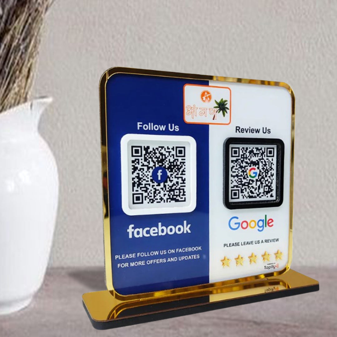 Premium Smart NFC 2-in-1 Tabletop Standee – Google & Facebook Theme