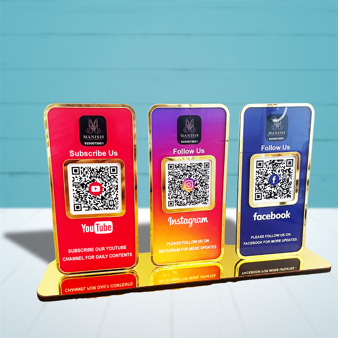 New Premium |Social Media Theme Edition | 3 in 1 Smart NFC Standee  For- YT, IG, FB