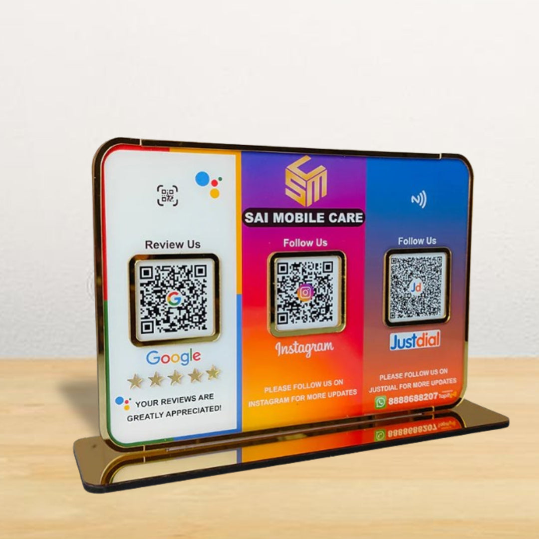 Tapify - Premium Smart NFC 3QR Table Top Standee | Social Media Theme ...