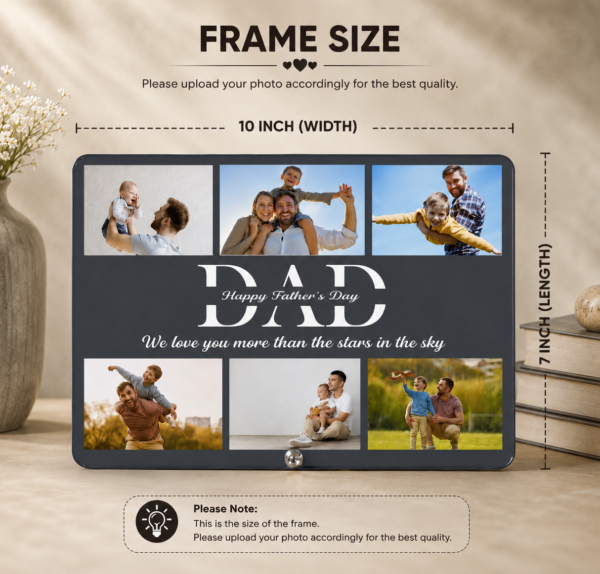 Custom Dad Photo Frame with 6 Pictures – Father's Day Gift from Kids