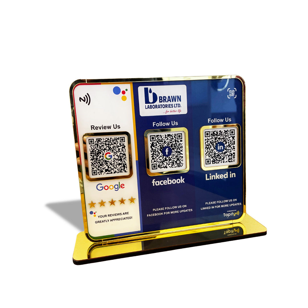Premium Smart NFC 3-in-1 Table Top Standee - Google, Facebook, LinkedIn - Theme
