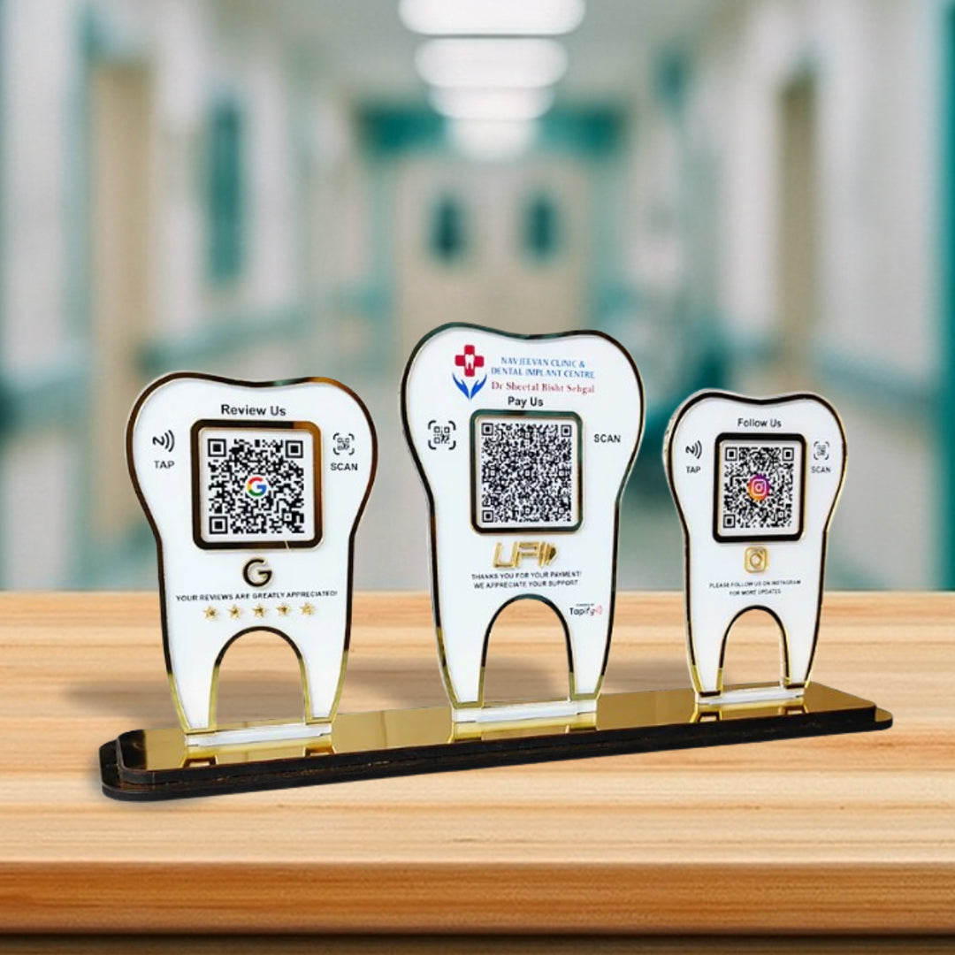 Tooth Shaped - Smart NFC 3-in-1 Tabletop Standee | For Dentist
