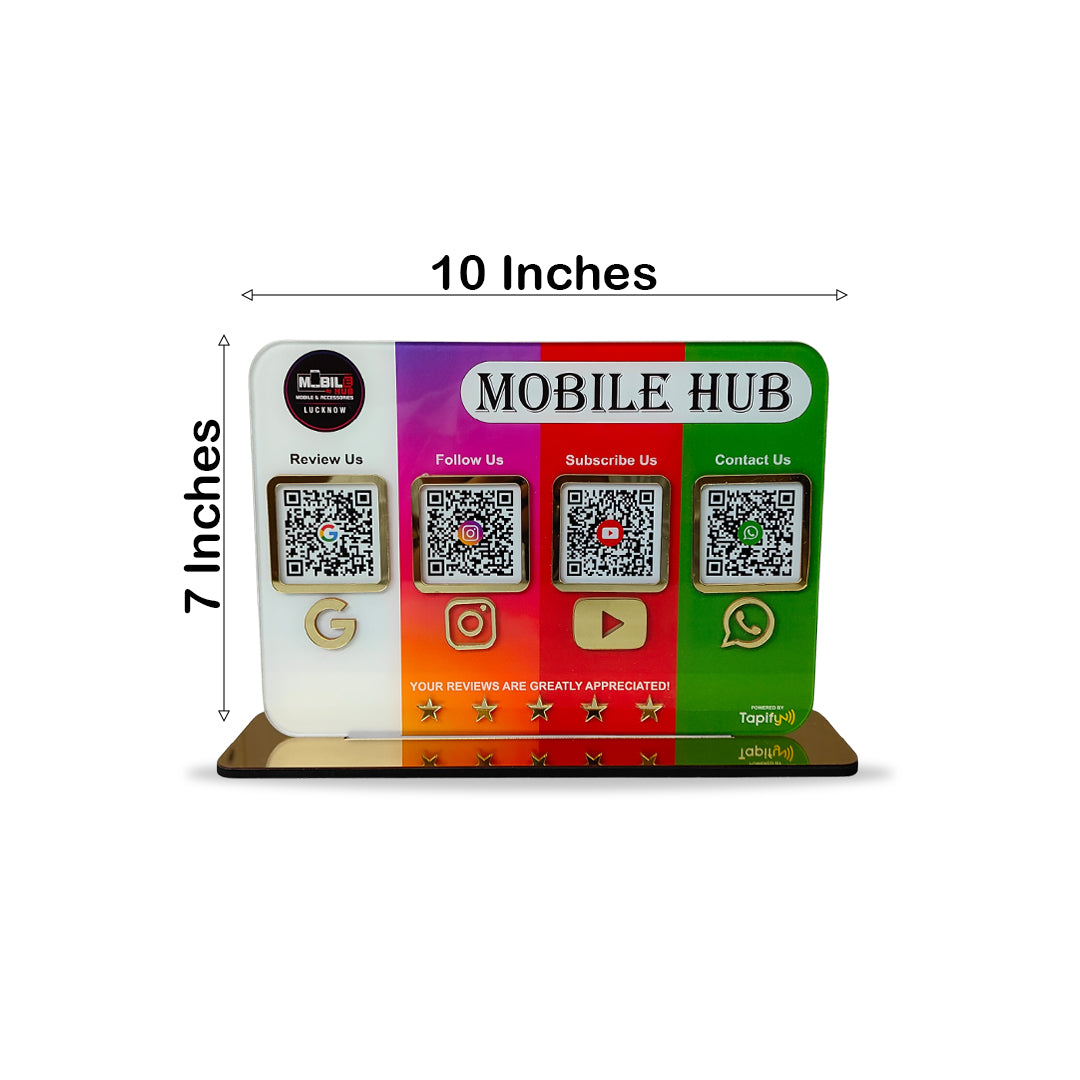 Smart NFC 4QR Table Top Standee | Social Media Theme Edition