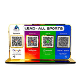 Premium Smart NFC 4QR Table Top Standee | Social Media Theme Edition | Google, Insta, WA, LEAD ALL SPORTS (Big Size)