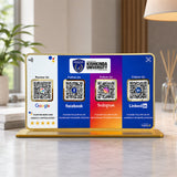 Premium Smart NFC 4QR Table Top Standee | Social Media Theme Edition | Google, Facebook, Instagram, LinkediIn