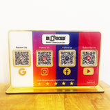 Premium Smart NFC 4QR Table Top Standee | Social Media Theme Edition - GR-IG-FB-YT
