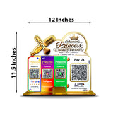 Makeup Brushes Logo Cutout Smart NFC 4 QR Table Top Standee | Social Media Theme Edition With (Big UPI)