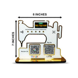 Sewing Machine Shaped - Smart NFC 2QR Table Top  Standee - White Colour
