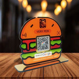 Burger Cutout Shape Standee - Smart NFC 1 QR Table Top Standee