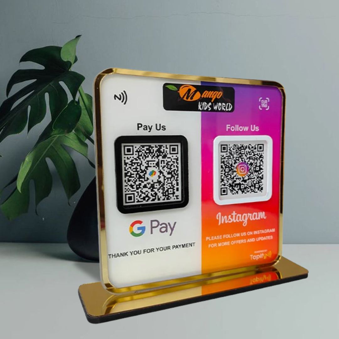 Smart NFC 2-in-1 Premium Standee – Google Pay & Instagram Theme