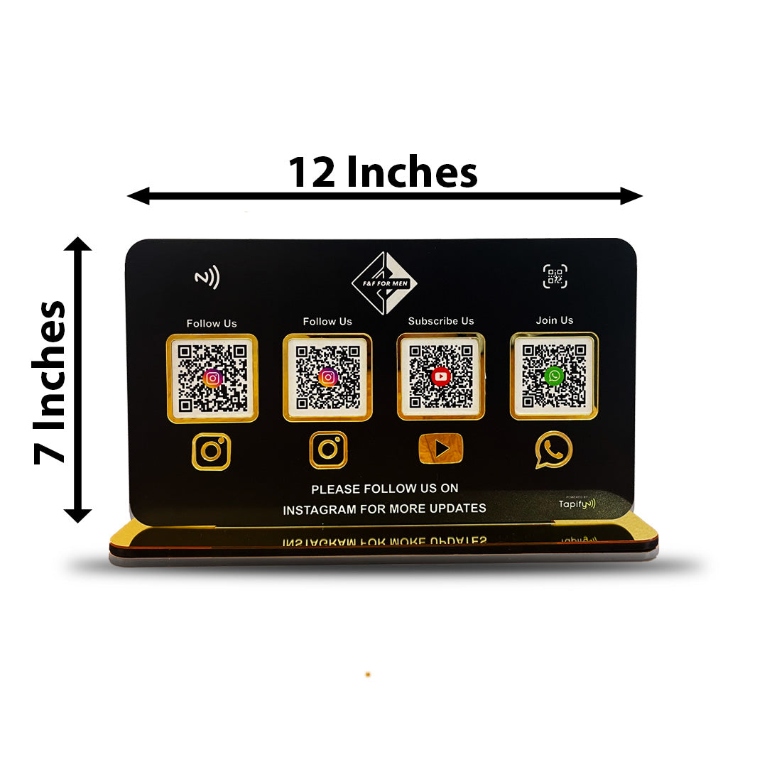 Smart NFC 4-in-1 Table Top Standee - Landscape Edition | Black Colour Big Size