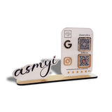 Separate Logo Cutout Shaped 2QR Table Top Smart NFC Standee