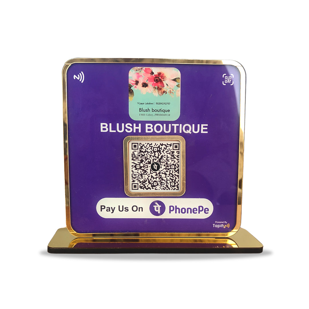 Premium Square Shaped -  1 QR Table Top Standee - without NFC