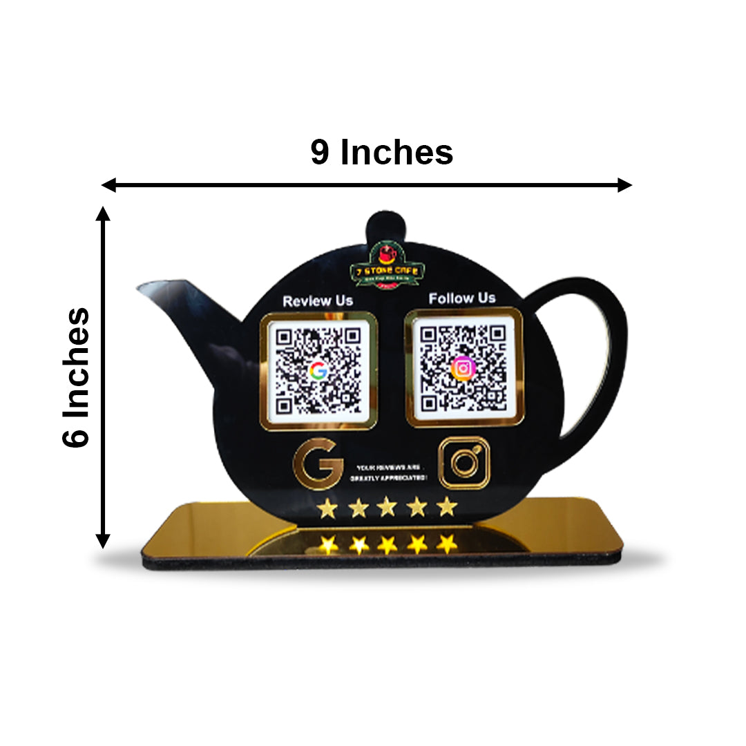 Kettle Shaped - Smart NFC 2-in-1 Tabletop Standee - Black Colour