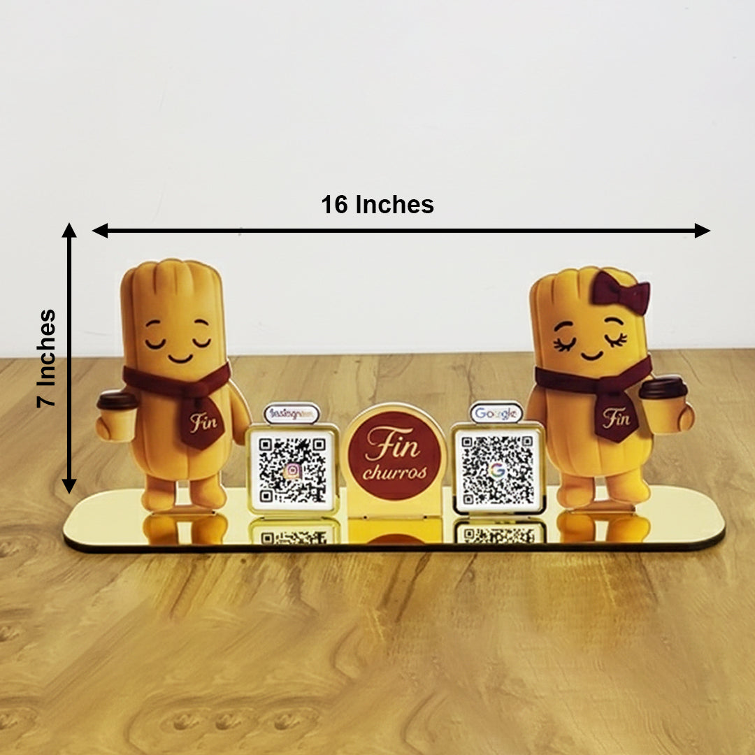 Teddy Cutout Smart NFC 2QR Standee - For Restaurant