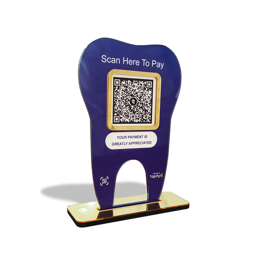 Dental Tooth Shaped UPI Payment Standee - For Dentists ( Without NFC )