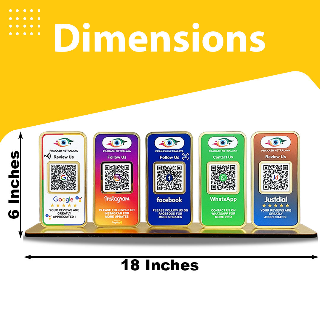 New Premium |Social Media Theme Edition | 5 in 1 Smart NFC Standee For - Google, Instagram, Facebook, Whatsapp, Justdial