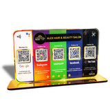 Premium Smart NFC Standee - 5QR Table Top Standee | Google, Instagram, Whatsapp, Facebook, TikTok
