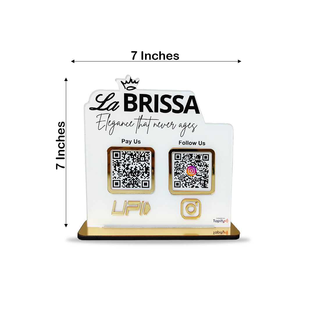 Logo Name Cutout Shaped -  Smart NFC 2QR-in-1 Tabletop Standee