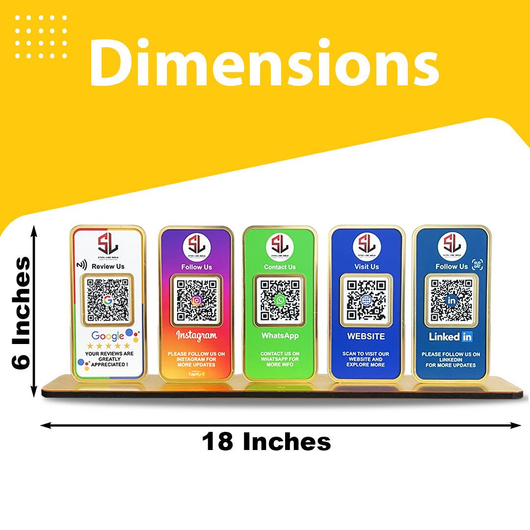 New Premium |Social Media Theme Edition | 5 in 1 Smart NFC Standee For - Google, Instagram, Whatsapp, Website & LinkedIn