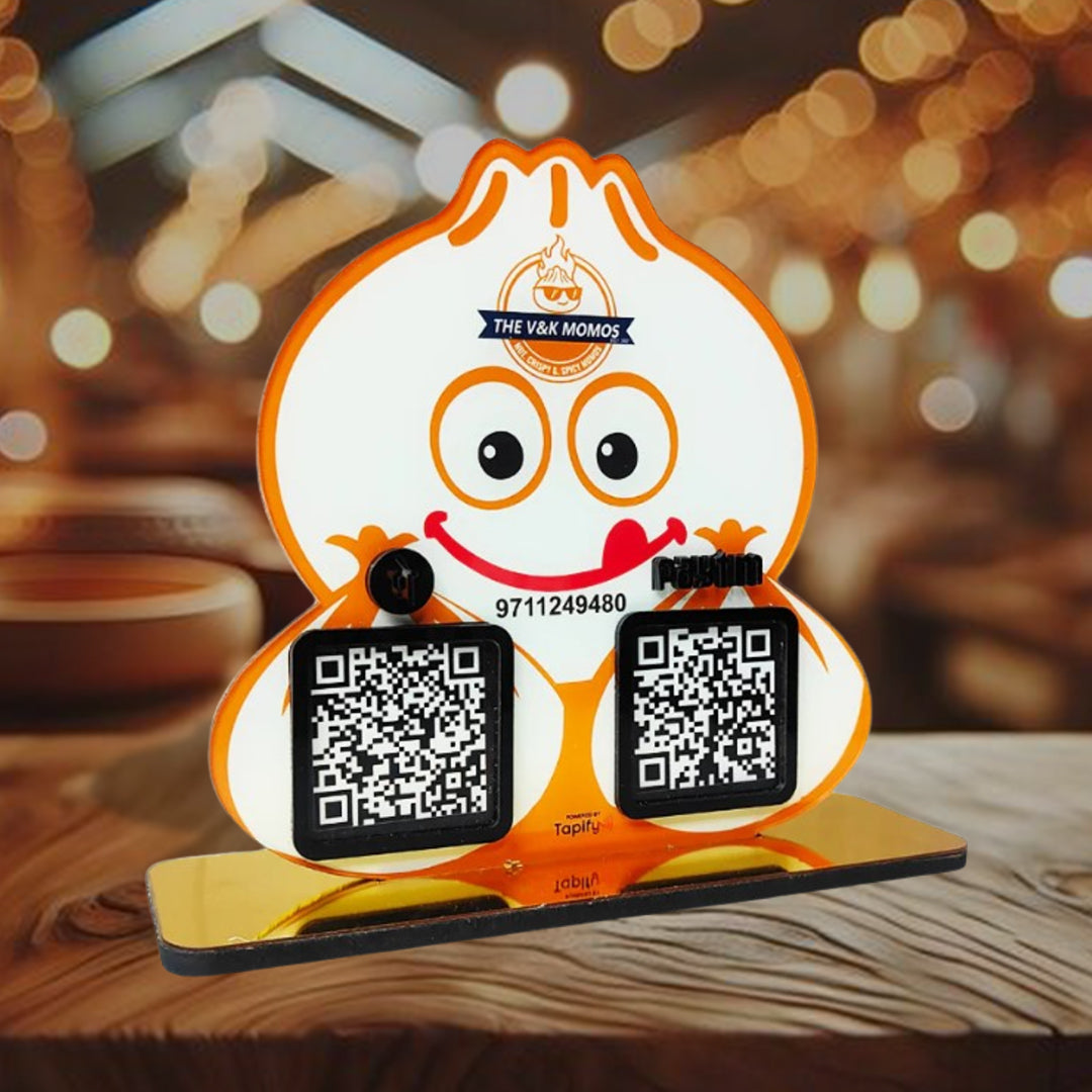 Momos Shaped Smart NFC 2-in-1 Standee - For Restaurants & Cafe