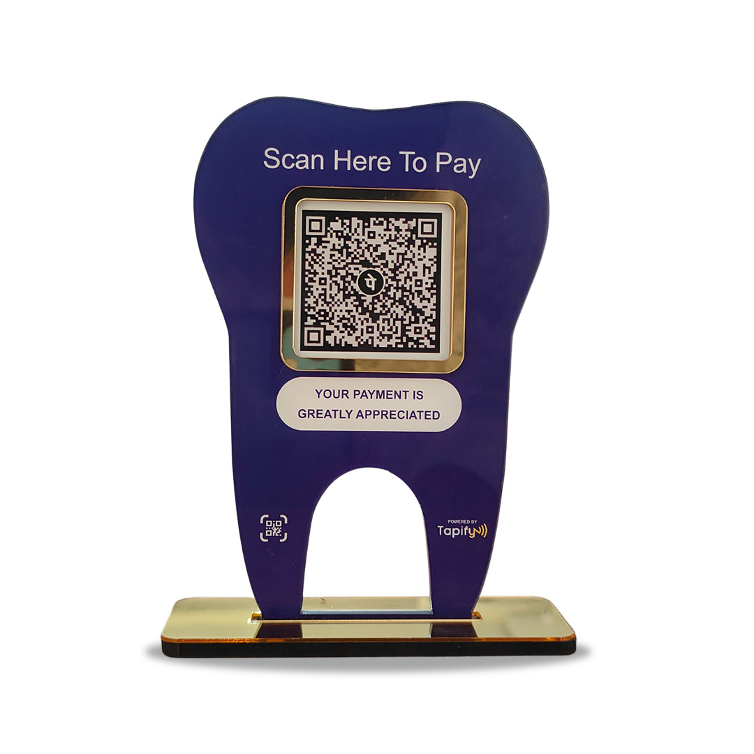 Dental Tooth Shaped UPI Payment Standee - For Dentists ( Without NFC )