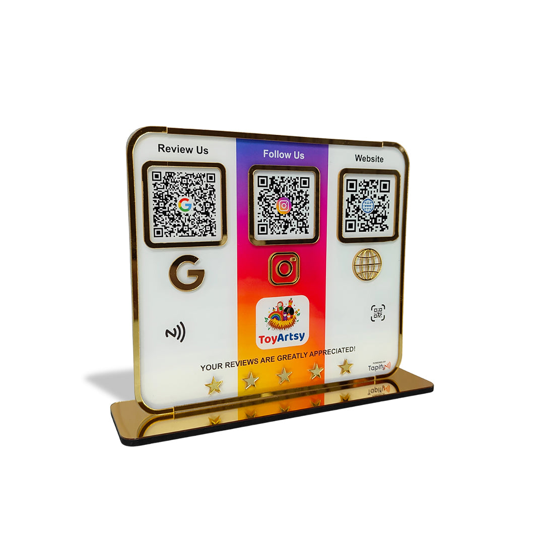 Premium Smart NFC 3-in-1 Table Top Standee - Native Background Edition - Google,Instagram,Website