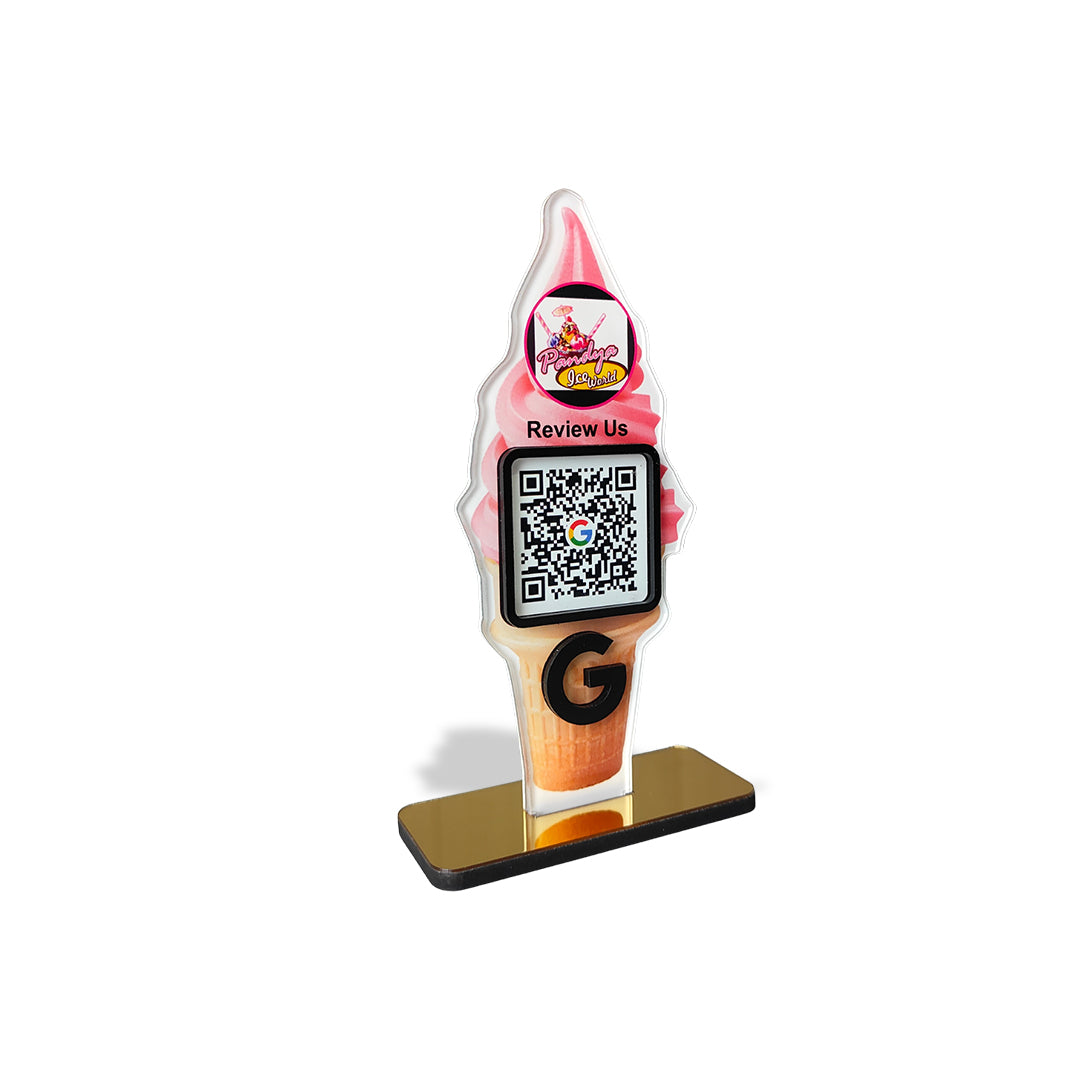 Ice Cream Shaped Smart NFC 1 QR Standee - For Ice Cream Shops