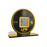 Circle Shape Logo cutout  - Smart NFC 1 QR Table Top Standee