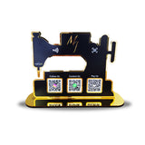 Sewing Machine Shaped - Smart NFC 3QR Table Top  Standee - Black Colour