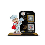 Male Chef Cutout Smart NFC 2QR Standee - For Restaurant