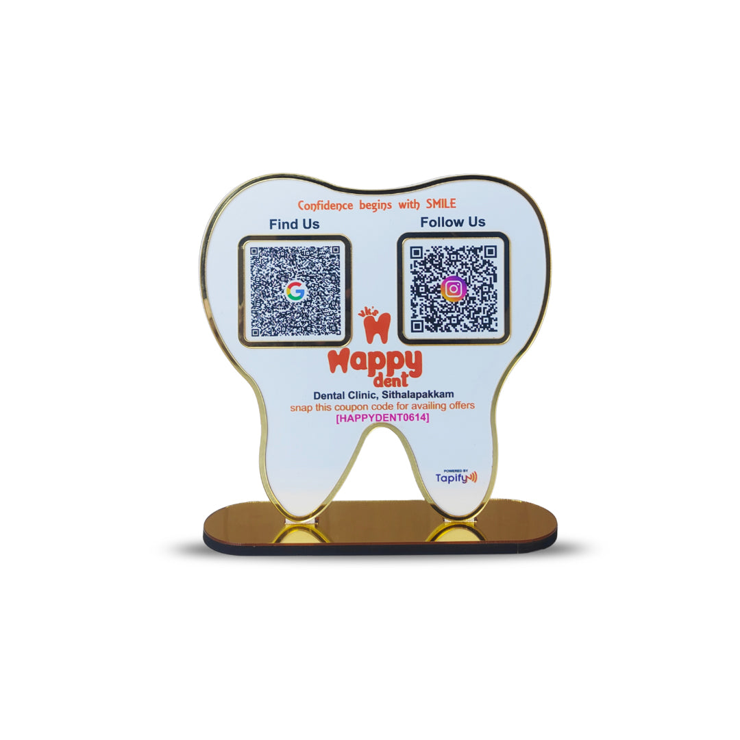 Tooth Shaped Smart NFC 2-in-1 Standee - For Dentists