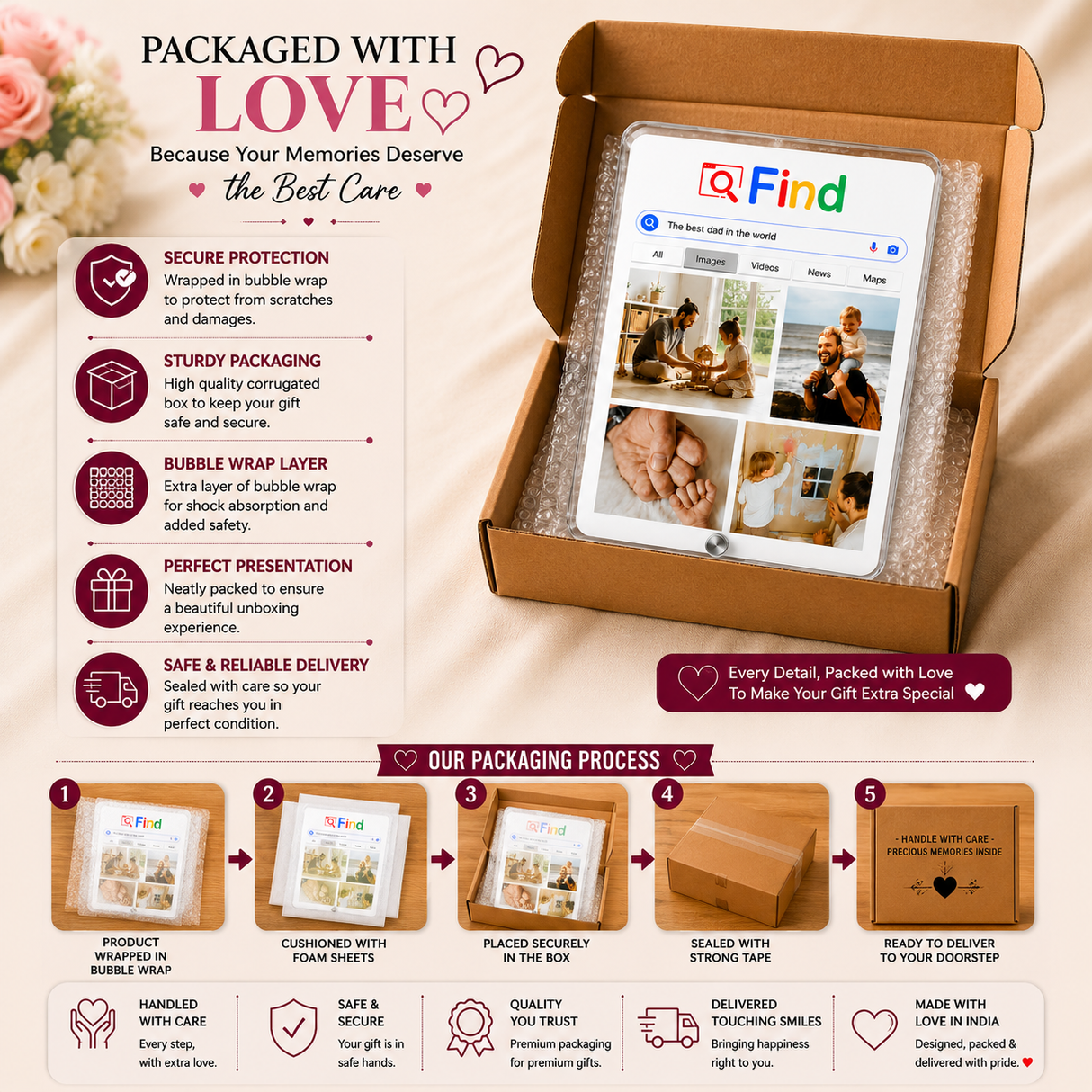 World's Best Dad Google Search  Photo Frame - Custom Acrylic Gift for Father & Son/Daughter ( 4 Photos )