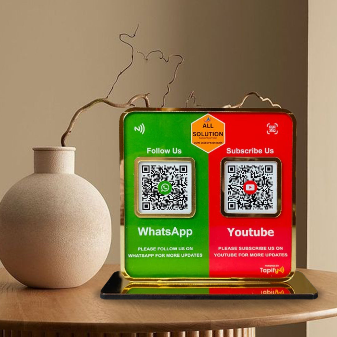 Smart NFC 2-in-1 Premium Standee – Whatsapp & YouTube Theme
