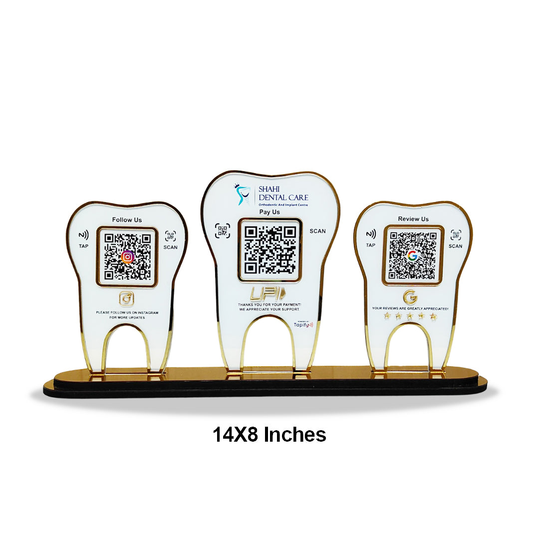 Tooth Shaped - Smart NFC 3-in-1 Tabletop Standee | For Dentist