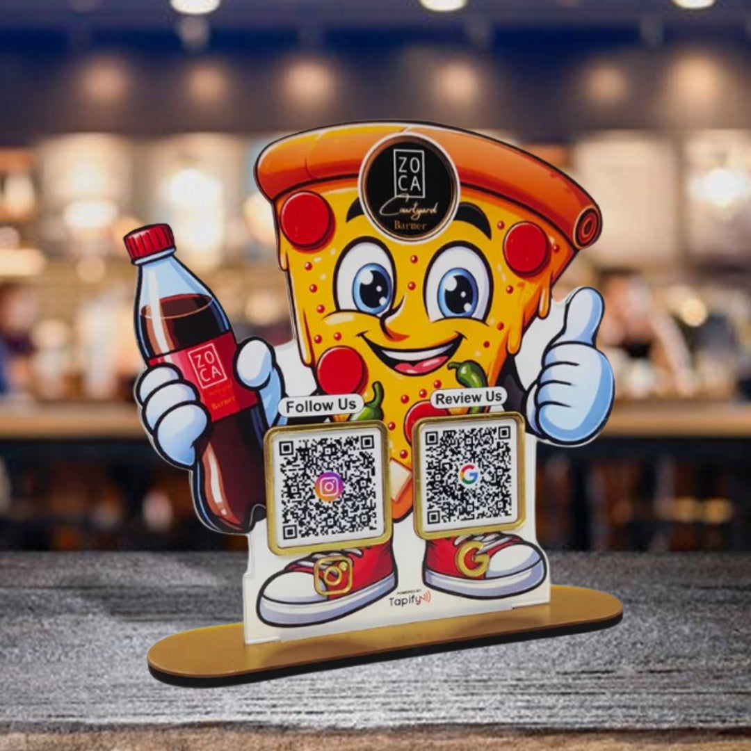 Pizza Shaped Smart NFC 2-in-1 Table Top Standee