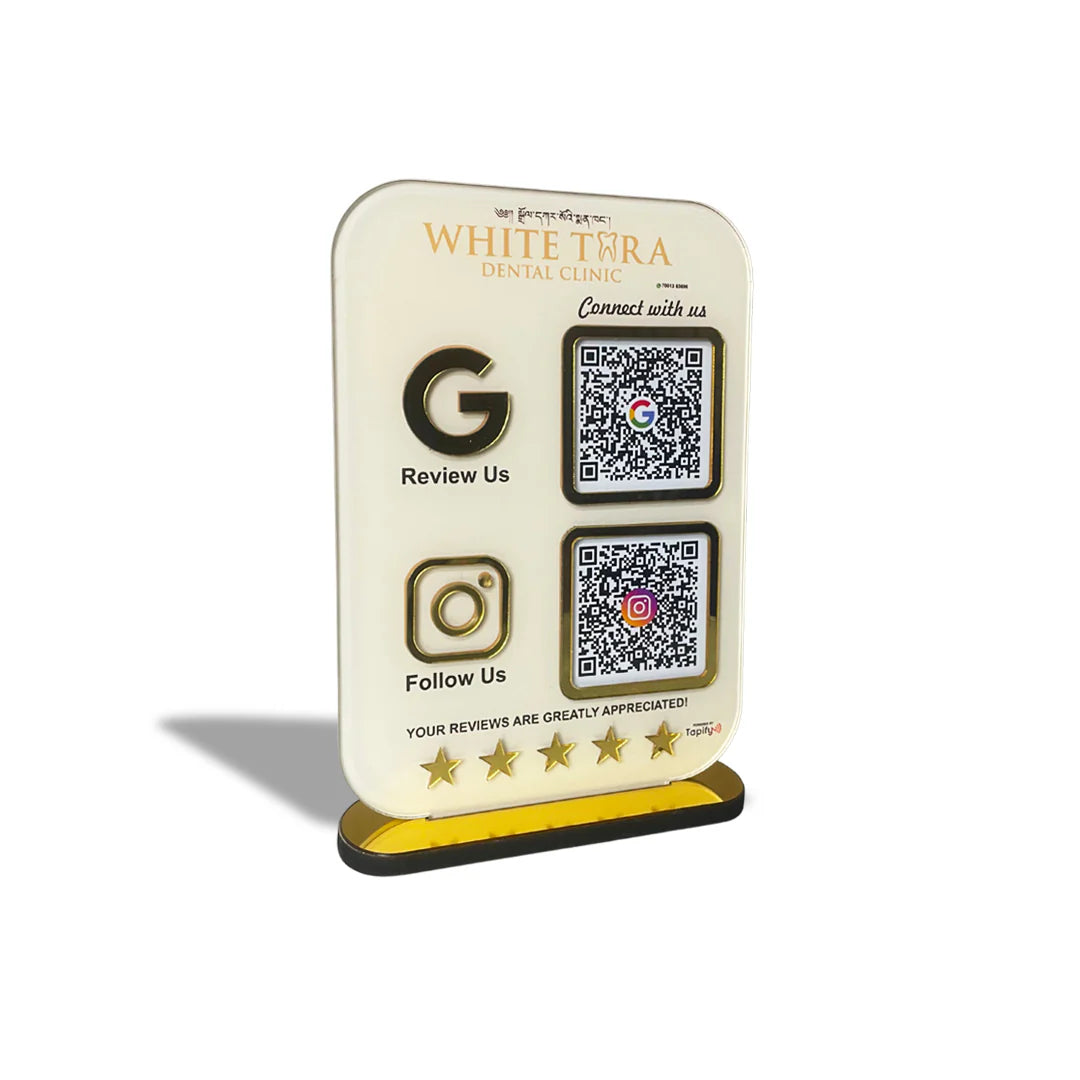 Smart NFC 2-in-1 Table Top Standee | White Colour | Portrait Style