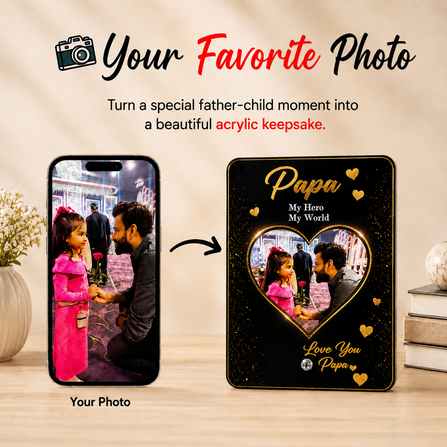Personalized Dad Photo Frame – Custom Acrylic Gift for Father & Son/Daughter card 1