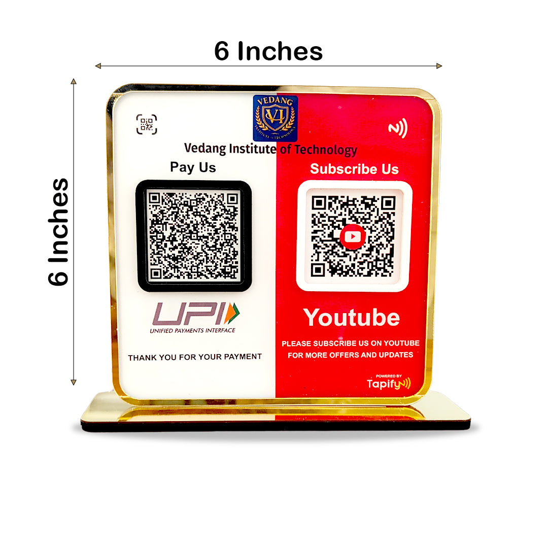 Smart NFC 2-in-1 Premium Standee – UPI & YouTube Theme
