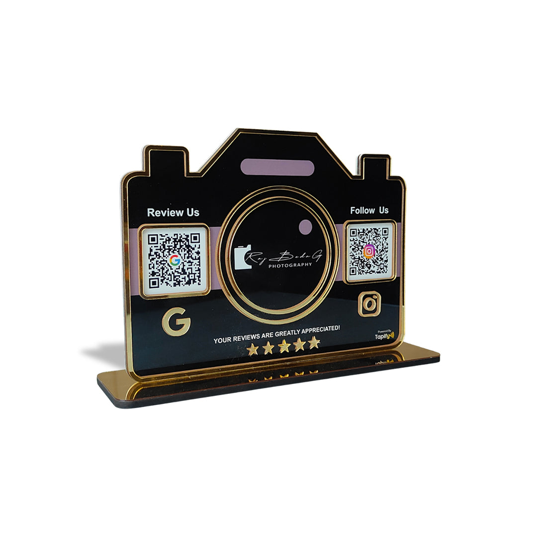Camera Shaped - 2 QR Table Top Standee