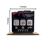 Gun Cutout Shaped 2QR Table Top Smart NFC Standee