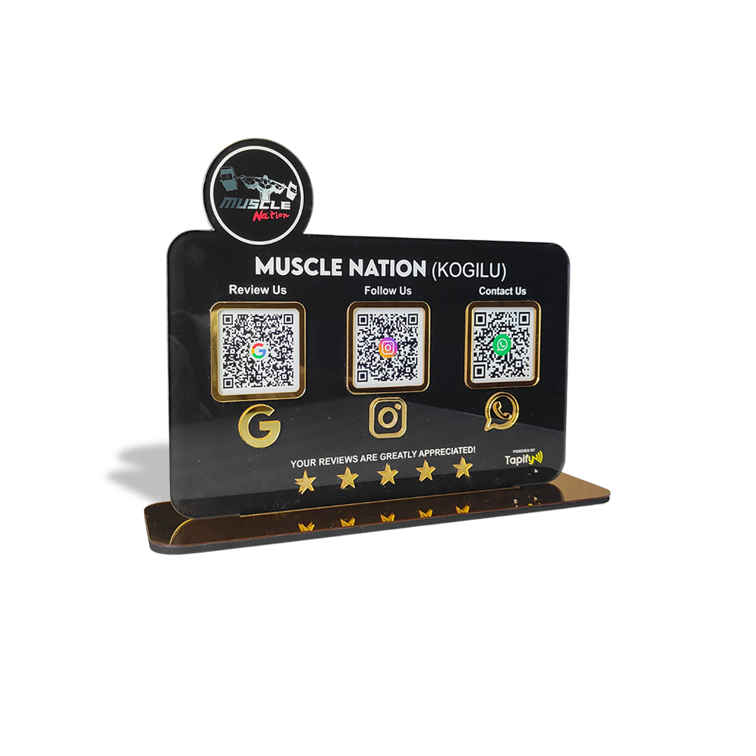 Smart NFC 3-in-1 Table Top Standee - Gym Logo Cutout