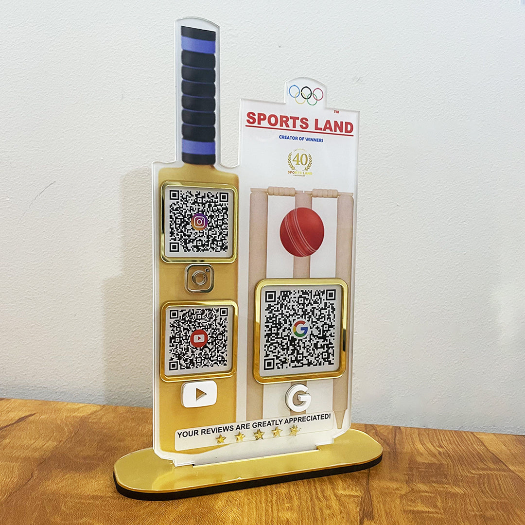 Cricket bat & Stump Shaped 3 in 1 Smart NFC Standee