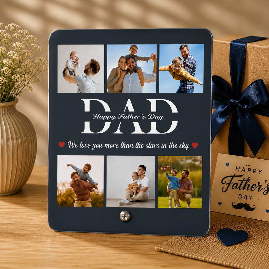 Custom Dad Photo Frame with 6 Pictures – Father's Day Gift from Kids card 1