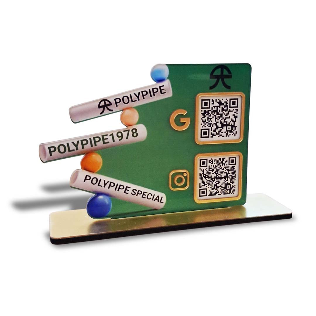 PVC Pipe Shaped 2QR Table Top Smart NFC Standee