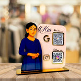 Lady in Suit Cutout Smart NFC 2-QR Standee - For ladies Garments Business